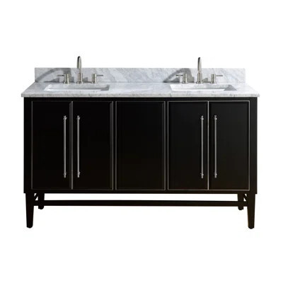Mason 60" Double Bathroom Vanity with Carrara Marble Top | Wayfair North America