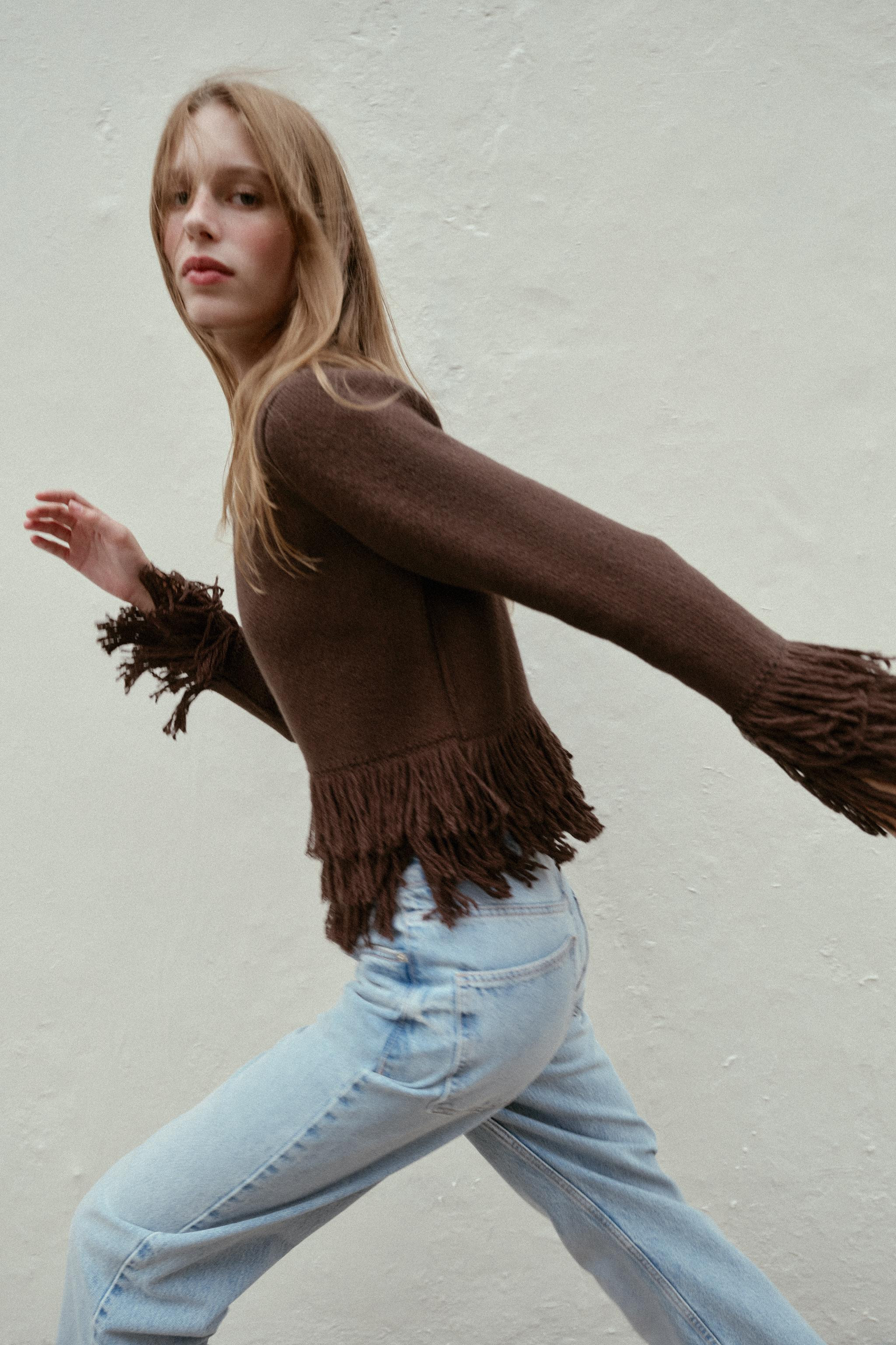 FRINGED BUTTON KNIT CARDIGAN | Zara US