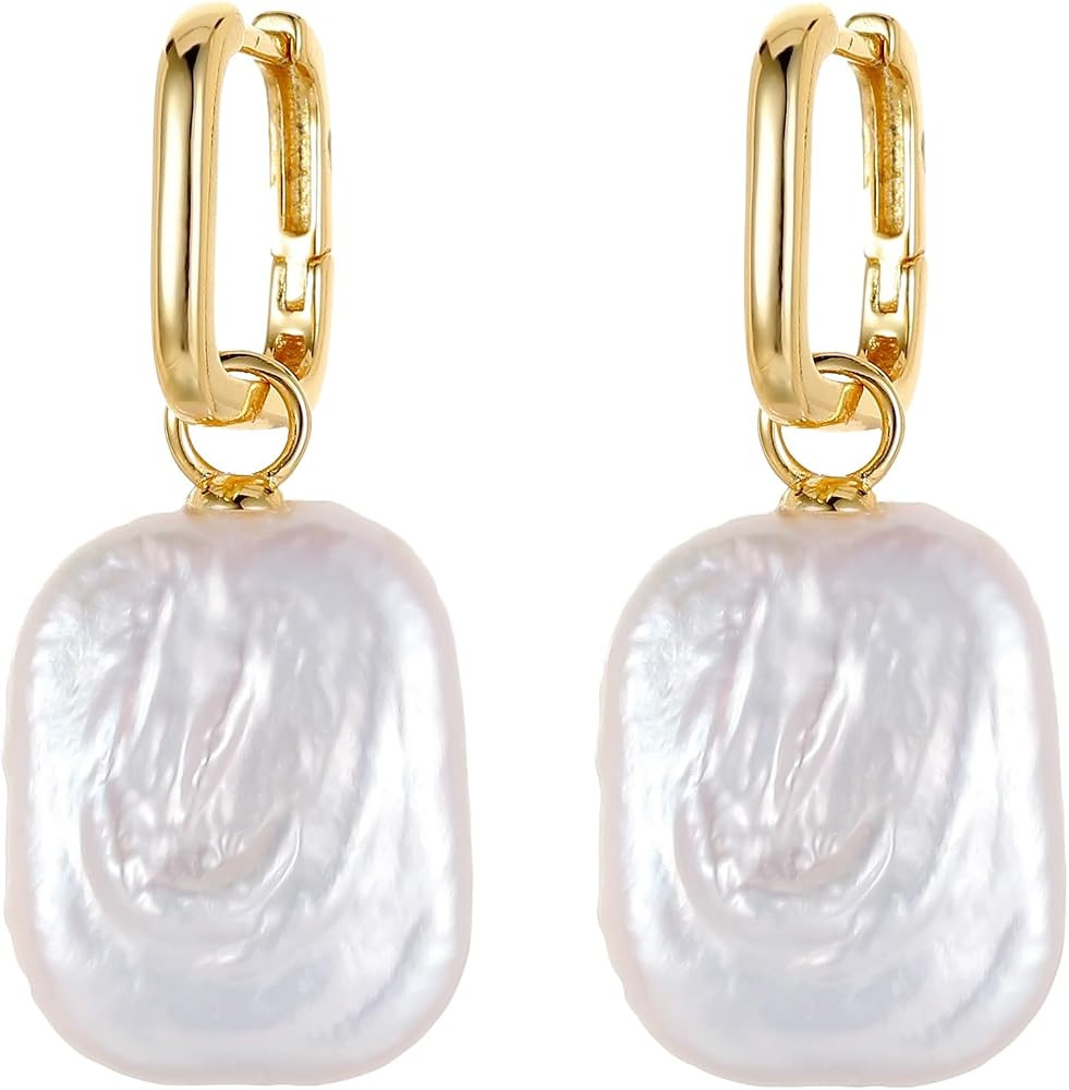 Freshwater Baroque Pearls 14K Gold Earrings for Women,Gold Hypoallergenic Drop Earrings and Hoop ... | Amazon (US)