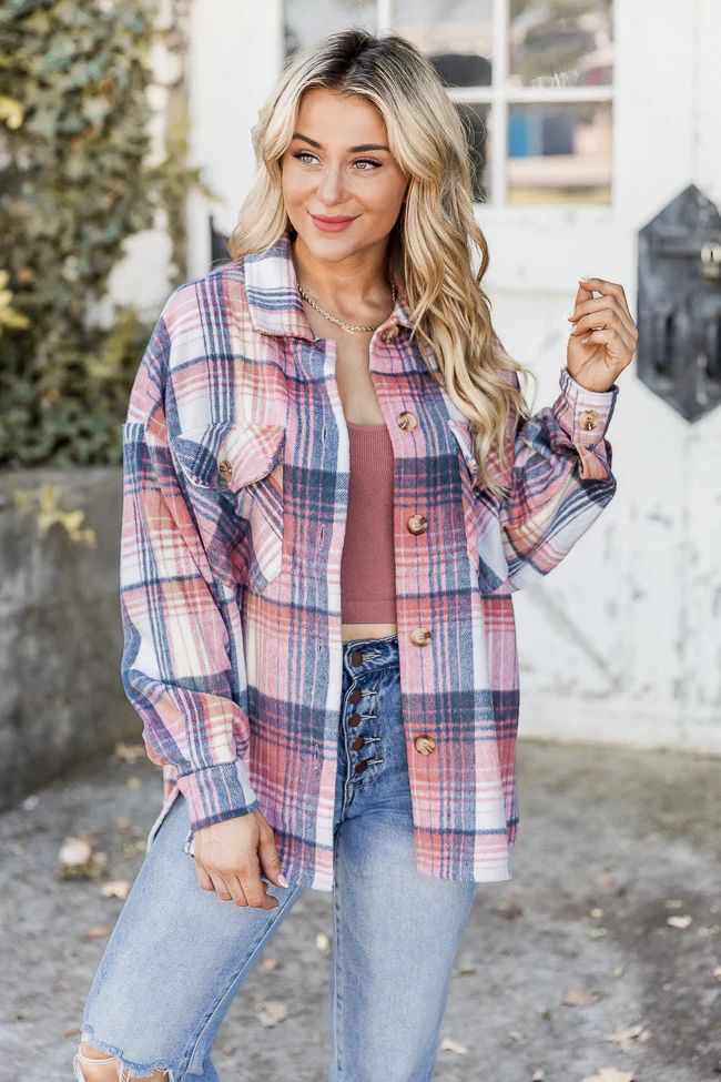 Good Guess Pink Multi Oversized Plaid Shacket | Pink Lily