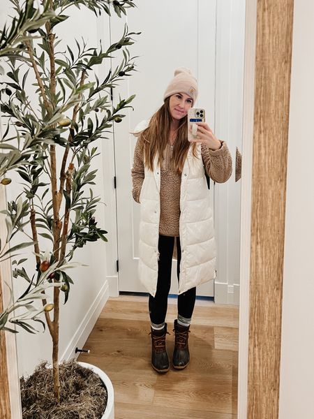 OOTD 
Wearing a S In the vest, color is beige.
S in the fleece & leggings. 

vest, coat, outerwear, amazon finds, look for less, leggings, boots, travel outfit, winter outfit, Abercrombie 

#LTKSeasonal #LTKfit #LTKFind