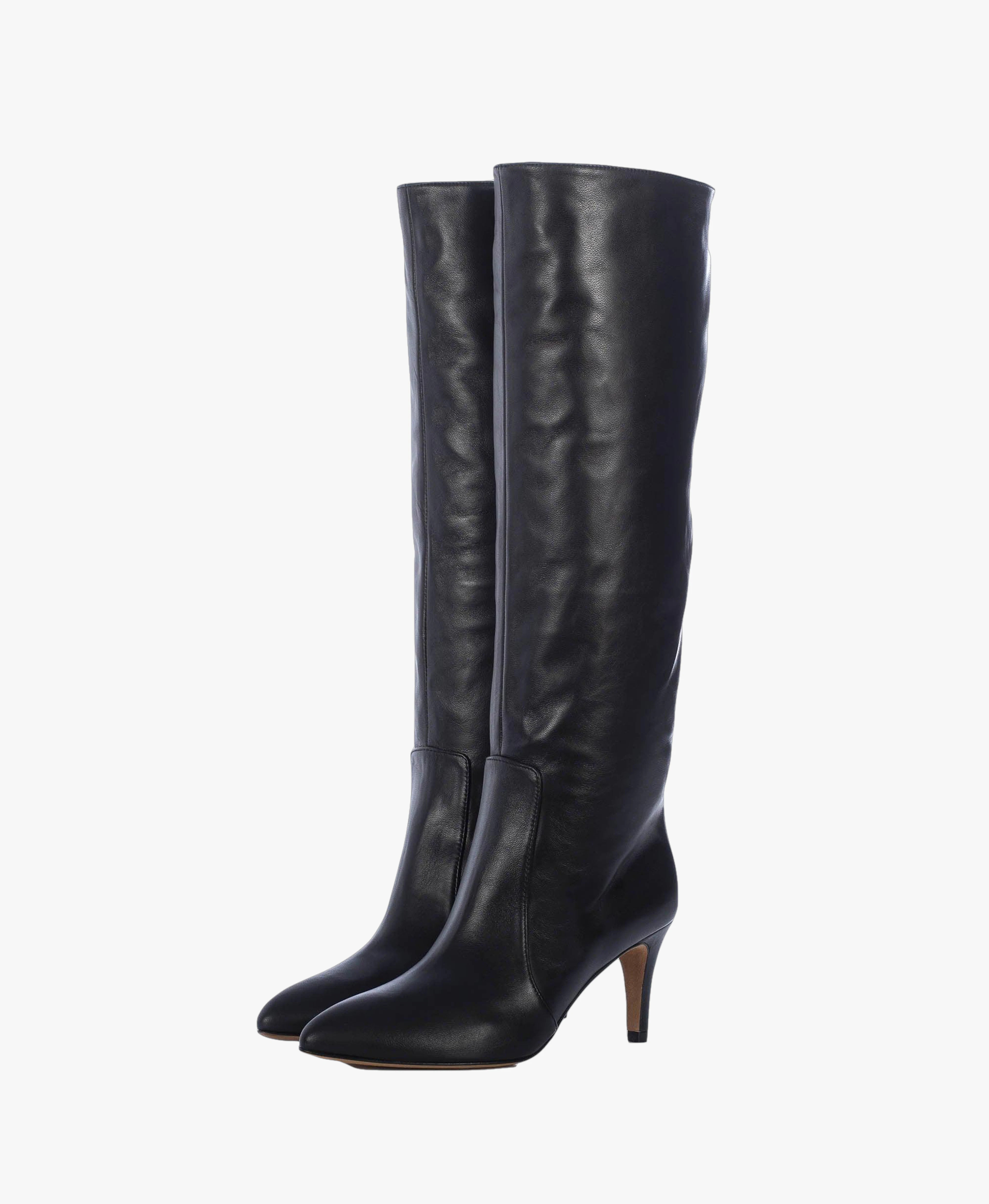 TORAL BLACK LEATHER TALL BOOTS | Seezona