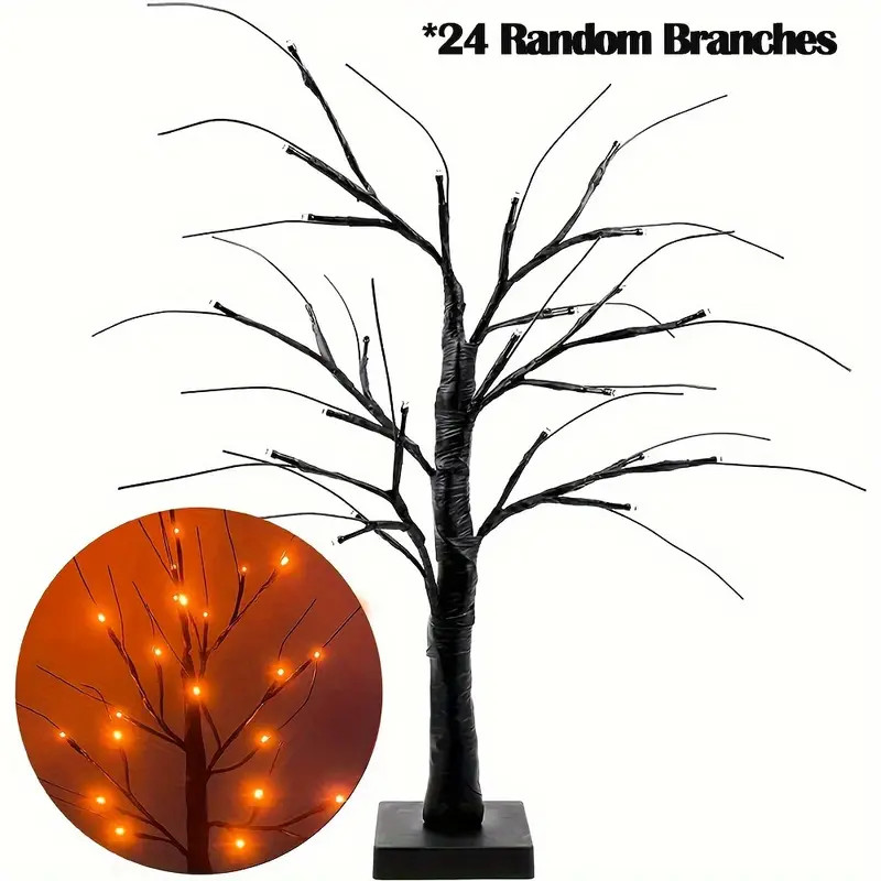 Spooky 24" Halloween Birch Tree with 24 LED Orange Lights - Battery-Powered, Tabletop Artificial ... | Temu Affiliate Program
