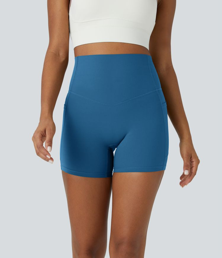 Women’s Halara UltraSculpt™ High Waisted Tummy Control Side Pocket Shaping Training Biker Sho... | HALARA