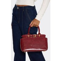 Ellaria Buckle Detail Rectangle Shaped Tote Bag In Burgundy Faux Leather, Women's Size UK One Size | EGO (UK)