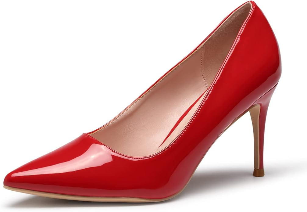 GENSHUO High Heels for Women 8CM/3.15IN Sexy Patent Stiletto Court Shoes Pointed Closed Toe Stile... | Amazon (UK)