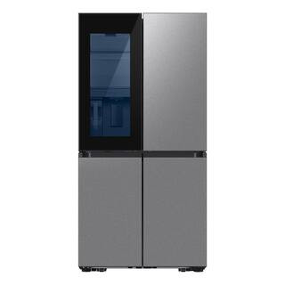 Bespoke 29 cu. ft. Standard Depth 4-Door Flex French Door Refrigerator in Stainless Steel with Charcoal Beverage Zone | The Home Depot