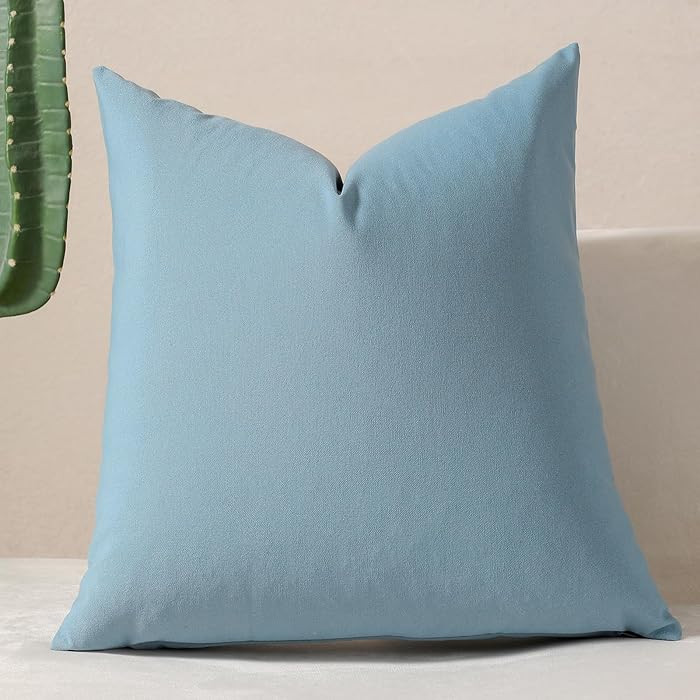 vctops Blue Decorative Throw Pillow Covers 18x18 Inch Farmhouse Linen Textured Square Cushion Cov... | Amazon (US)