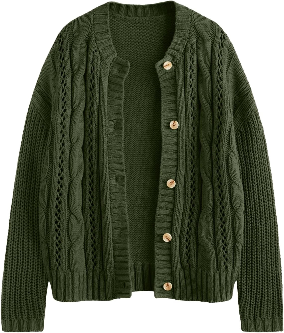 LILLUSORY Women Cable Knit Cardigan Sweaters 2026 Button Up Chunky Outfit | Amazon (US)