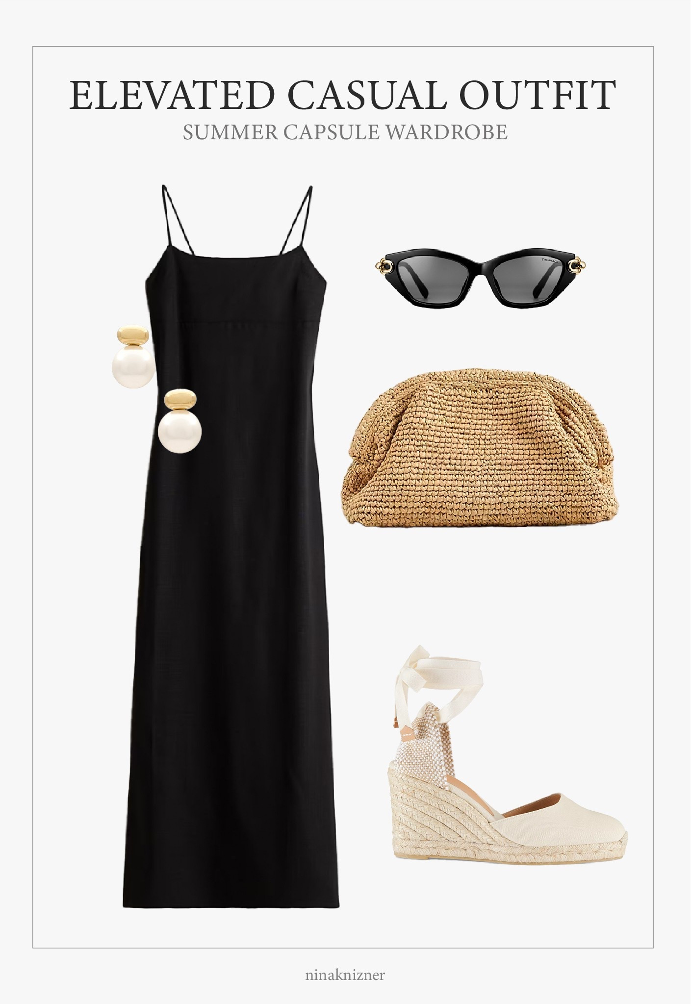Elevated casual summer outfit, perfect for lunch and dinner dates.

Black, linen maxi dress paired with a straw clutch and espadrille wedges. Pearl earrings and classy black sunglasses.


#summeroutfit
#capsulewardrobe #modernluxe #quietluxury #neutraloutfits

#LTKSeasonal #LTKStyleTip