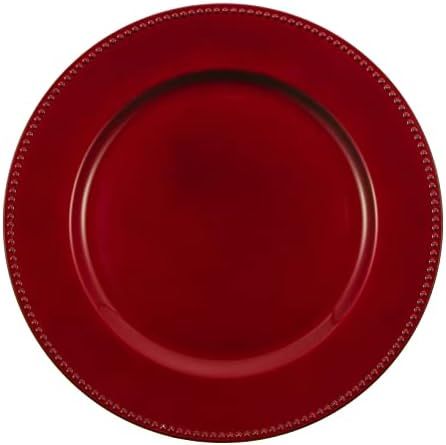 Charge It By Danny Red Beaded Round Charger Plates 13 " Premium Quality Holiday 12 PACK (Red Bead... | Amazon (US)