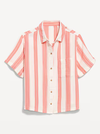 Crinkle Gauze Button-Down Striped Shirt | Old Navy (US)