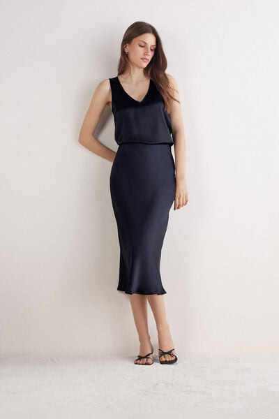 Intimissimi Silk Midi Skirt Woman Black Size L | Intimissimi (US)