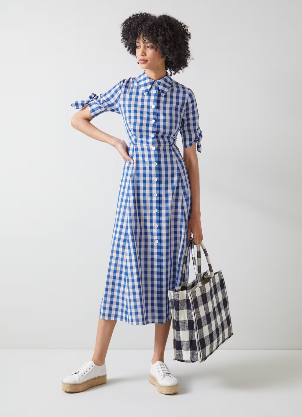 Saffron Blue and White Check Cotton Shirt Dress | L.K. Bennett (UK)