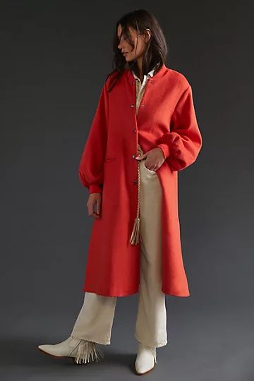 Cozy Wool Blend Puff-Sleeved Coat | Anthropologie (US)