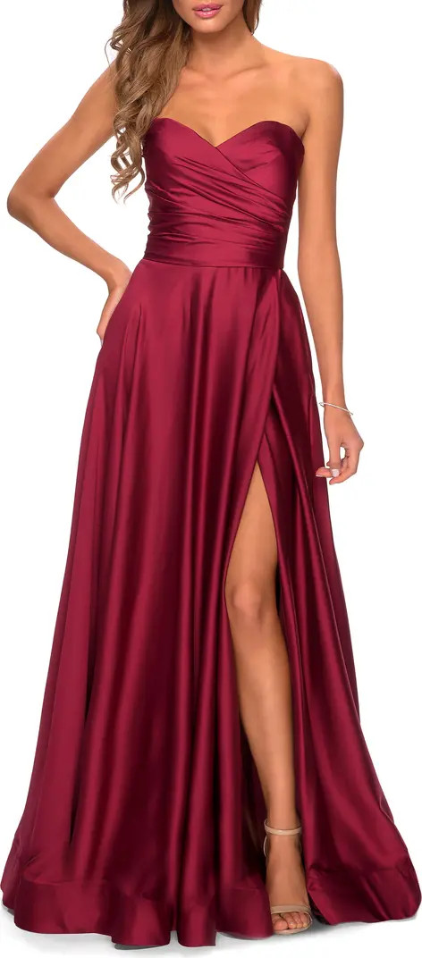 Strapless Slit Satin Ballgown | Nordstrom