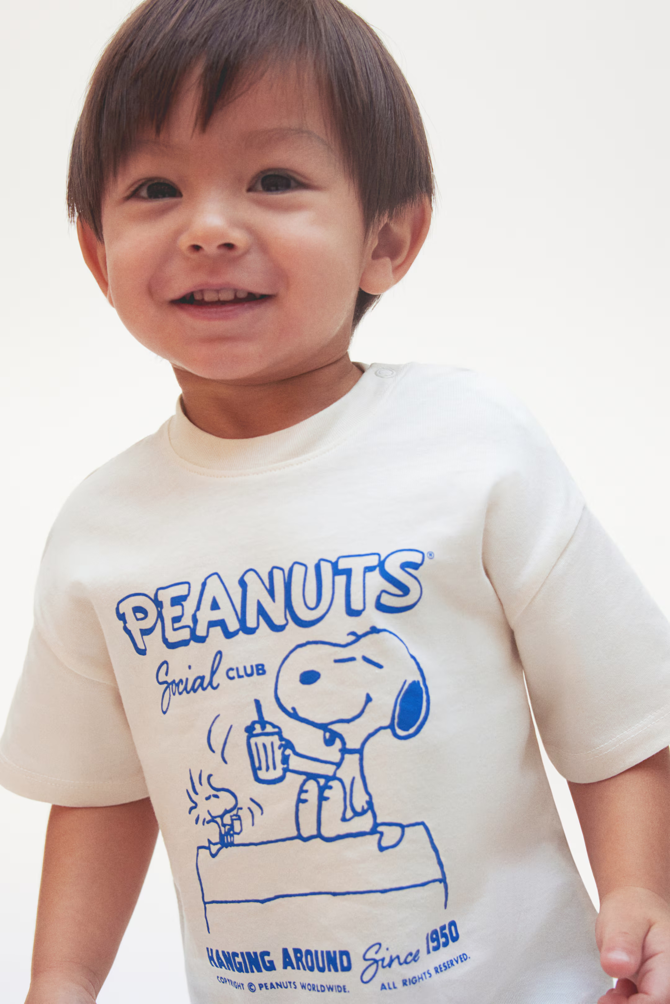 Cotton T-Shirt with Printed Motif - White/Snoopy - Kids | H&M US | H&M (US + CA)