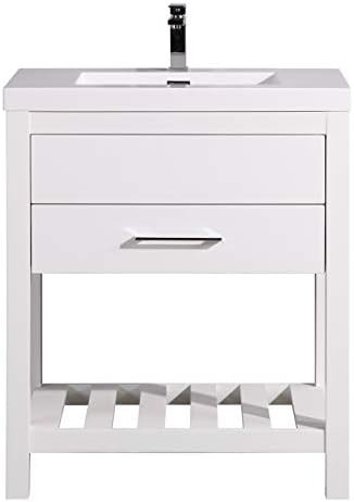 Bathroom Vanity Poppy 30 Inch - Freestanding Cabinet with 1 Drawer + Open Bottom Shelf - White Count | Amazon (US)