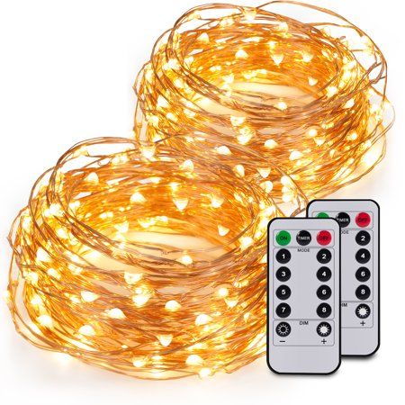 Kohree 2 Pack 60LEDs String Lights with Remote Control, AA Battery Powered on 20ft Long Copper Wi... | Walmart (US)