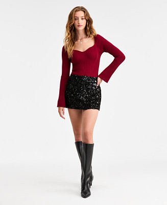 Bar III Women's Sequin Tweed Mini Skirt, Macy's Exclusive - Macy's | Macy's