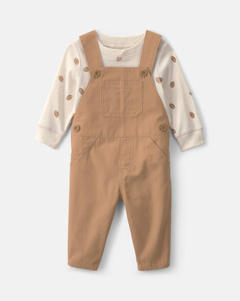 Baby Boy 2-Piece Football Long-Sleeve Overall Set - Brown/Cream | Carter's | Carter's Inc