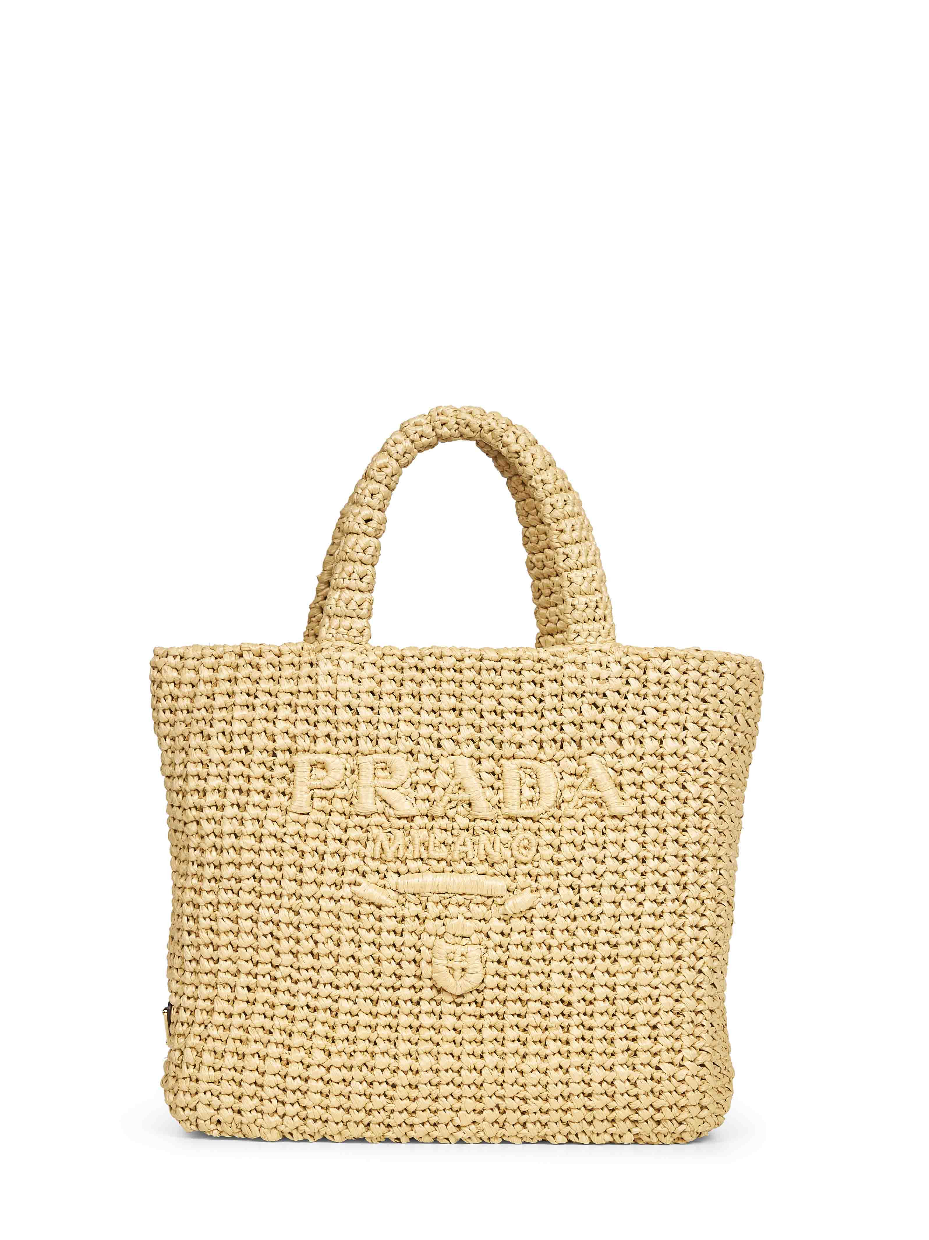 Prada Raffia-Effect Crochet Viscose Tote Bag — Yellow | Italist Inc.