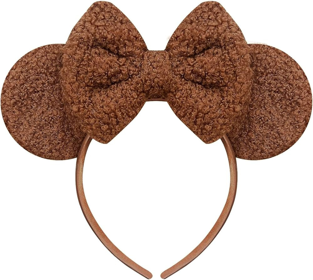 Trnerm Large Mocha Brown Mouse Ears Headband for Women, Soft Plush Park Ears Cute Birthday Hair B... | Amazon (US)