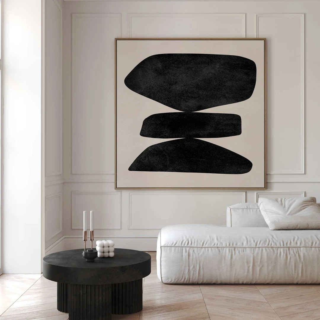 Neutral Abstract Canvas Wall Art, Square Print, Abstract Art, Minimalist, Large Wall Art, Living ... | Etsy (US)