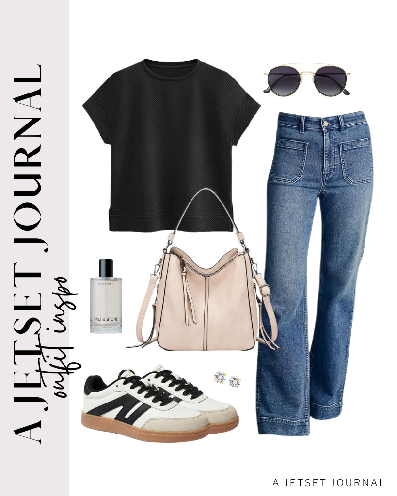 You can also wear a black PRETTYGARDEN top and Astylish wide-leg jeans. This outfit goes well with this crossbody bag and LUCKY STEP fashion sneakers. Don’t forget to wear these PAVOI stud earrings. 

 #LTKSeasonal #LTKSaleAlert #LTKTravel
