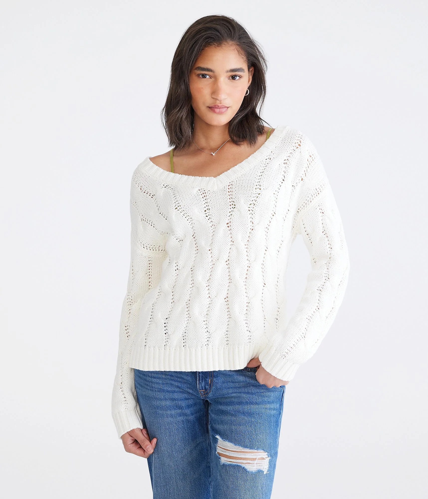 Aeropostale Wear 2 Ways Oversized Cable Sweater | Shop Simon