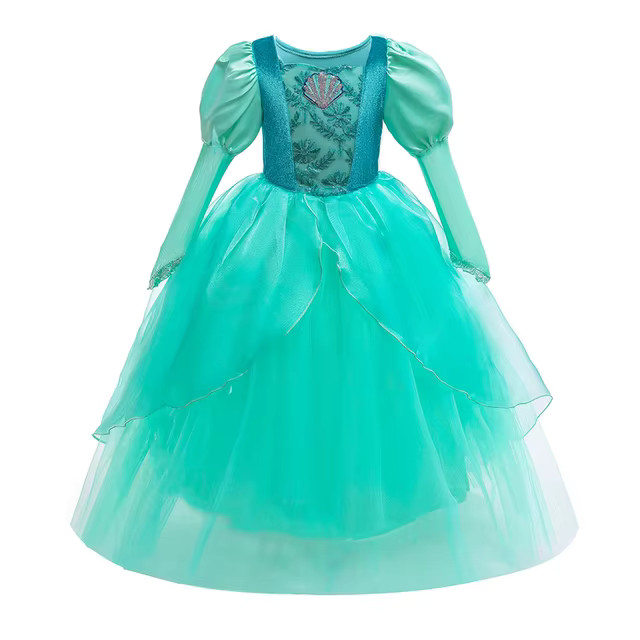 Little Mermaid Dress For Girls Cartoon Disney Princess Theme Party Costume Kids Sequin Applique F... | AliExpress (US)