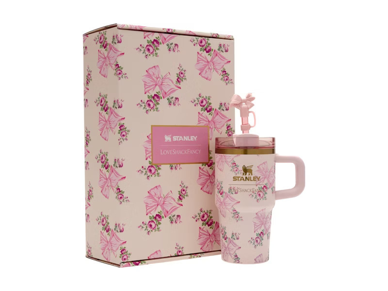 Stanley x LoveShackFancy Flowstate Quencher 20oz Tumbler in Pink Mink | StockX