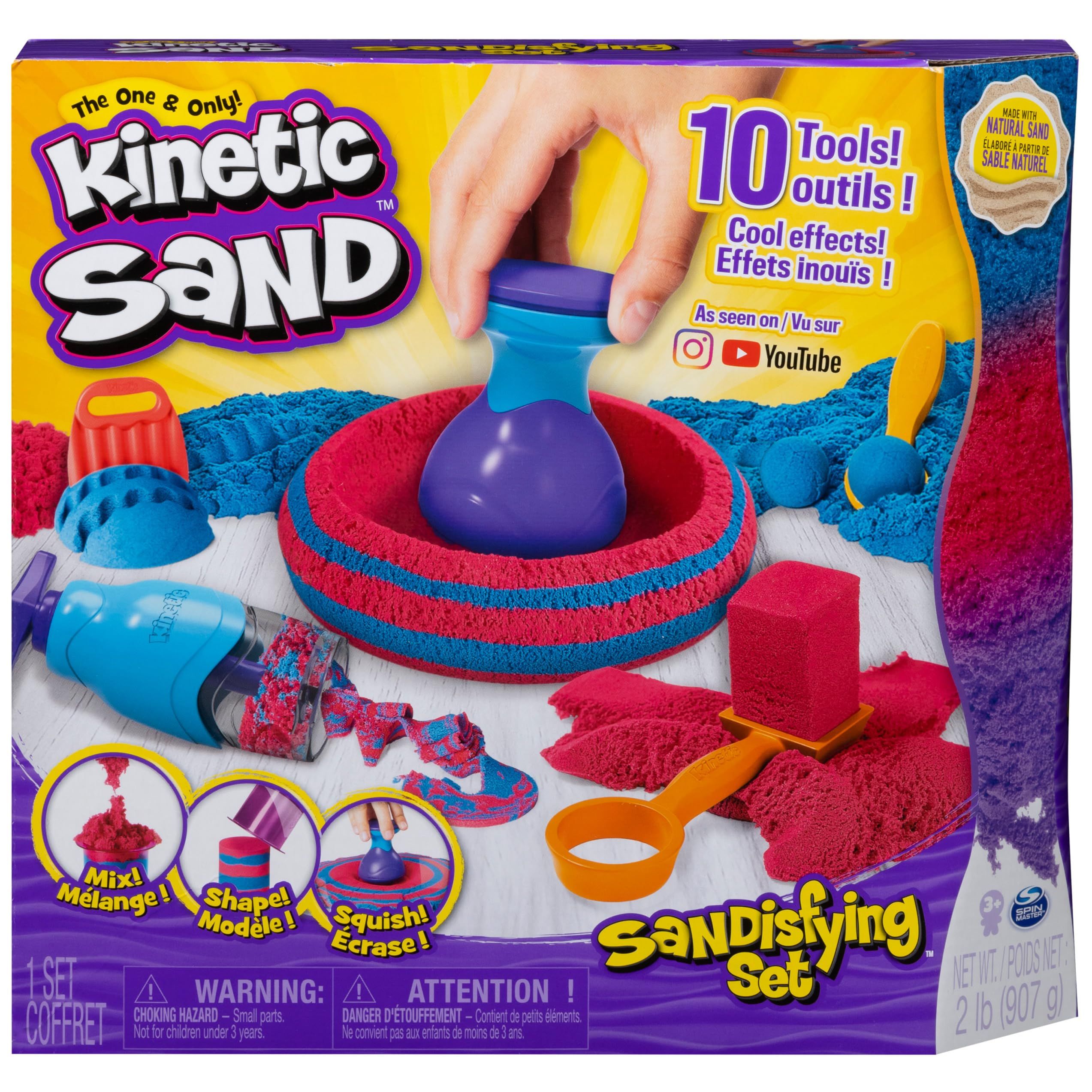 Kinetic Sand, Sandisfying Set with 2lbs of Sand and 10 Tools, Play Sand Sensory Toys for Kids Age... | Amazon (US)