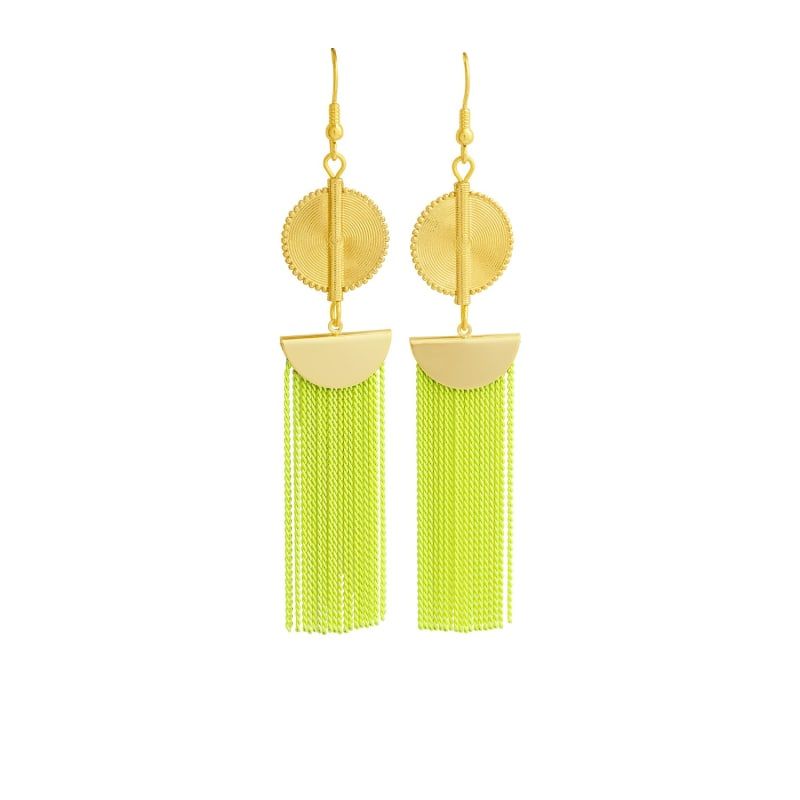 Aflé Bijoux Akan Chain Earrings - Neon Yellow | Wolf & Badger (US)