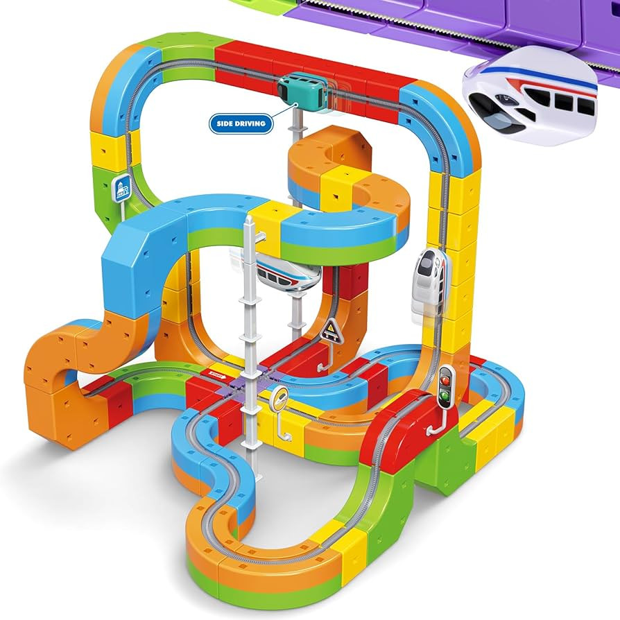 klick Rail Electric Train Set 3D Magic Flexible Race Track for Kids 3 4 5 6 7 8 Years Old, Race C... | Amazon (US)