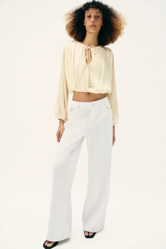 SATIN BALLOON BLOUSE | Zara UK