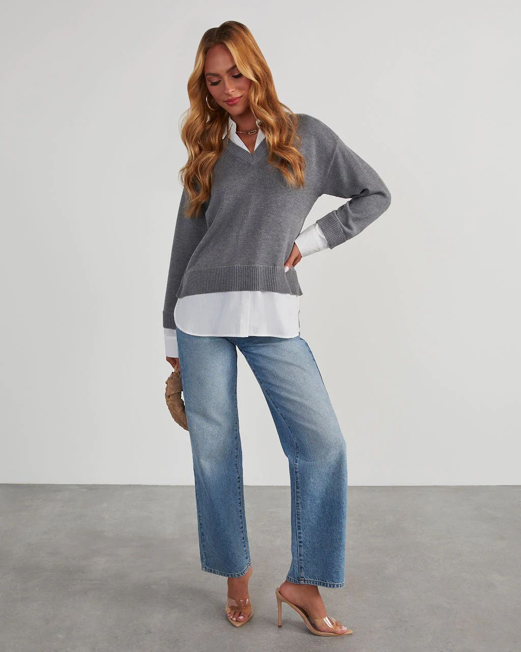 Xira Poplin Contrast Pullover Sweater | VICI Collection