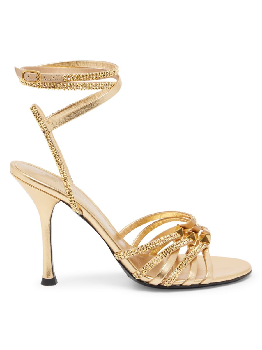 Rockstud Strappy Metallic Sandals | Saks Fifth Avenue
