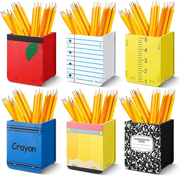 6 Pcs Wooden Classroom Pencil Holder Set for Teacher Desk | Amazon (US)