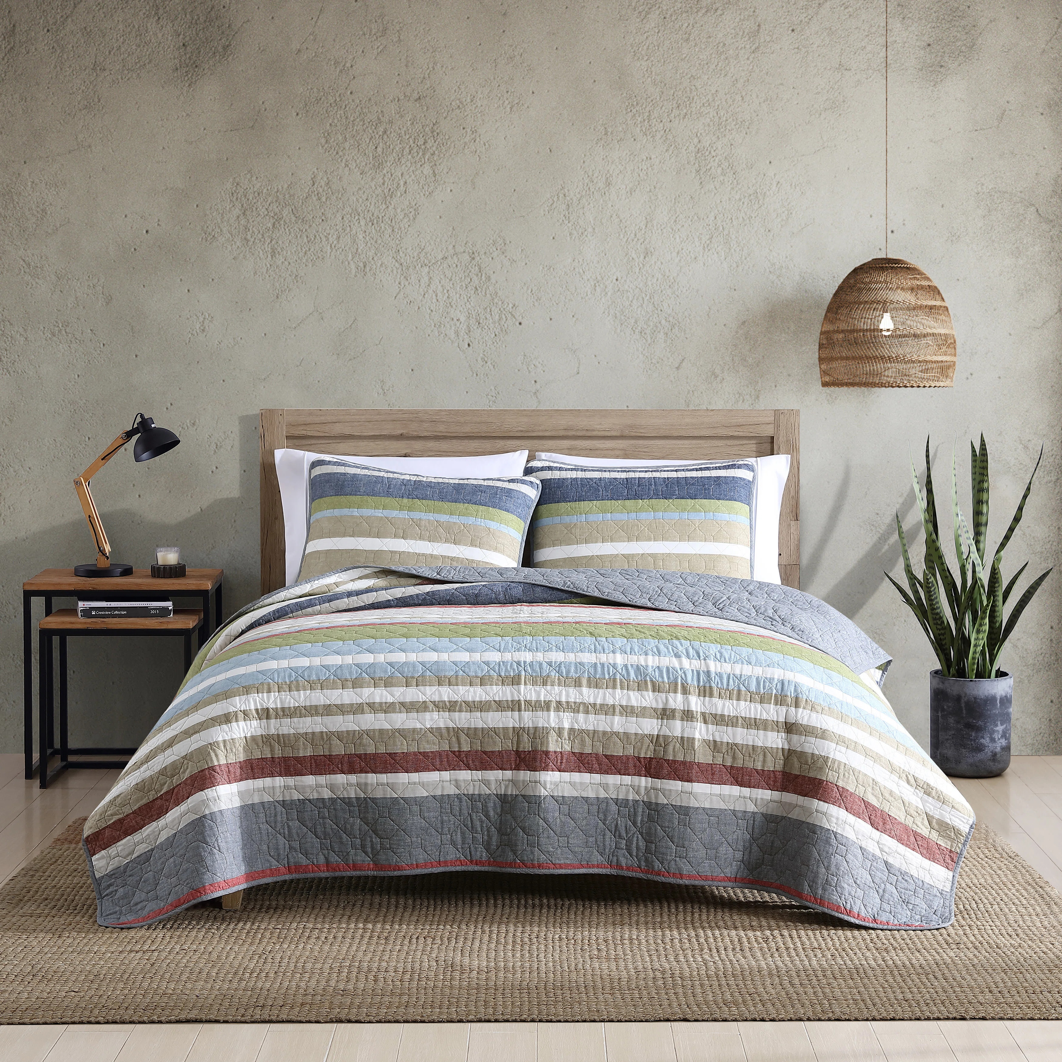 Eddie Bauer Salmon Ladder Stripe Cotton Reversible Quilt Set & Reviews | Wayfair | Wayfair North America