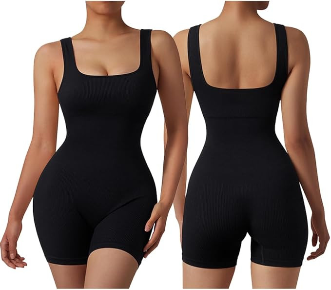 OMKAGI Women Seamless One Piece Jumpsuits Racerback Bodycon Tummy Control Yoga Rompers | Amazon (US)