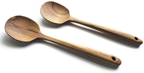 FAAY 2 Teak Serving Spoons, 9.5 Inches Wooden Spoon, Small Cooking Spoon, Salad Servers, Handcraf... | Amazon (US)