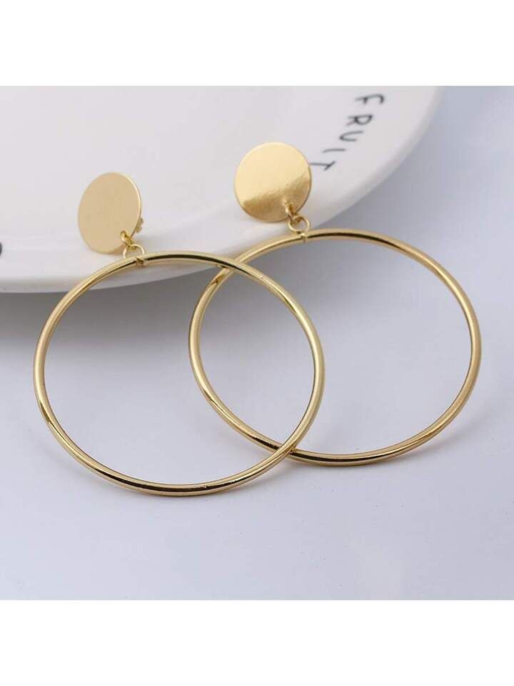 Fashionable Gold Plated Pendant Clip-on Earrings Suitable For Daily Wear | SHEIN