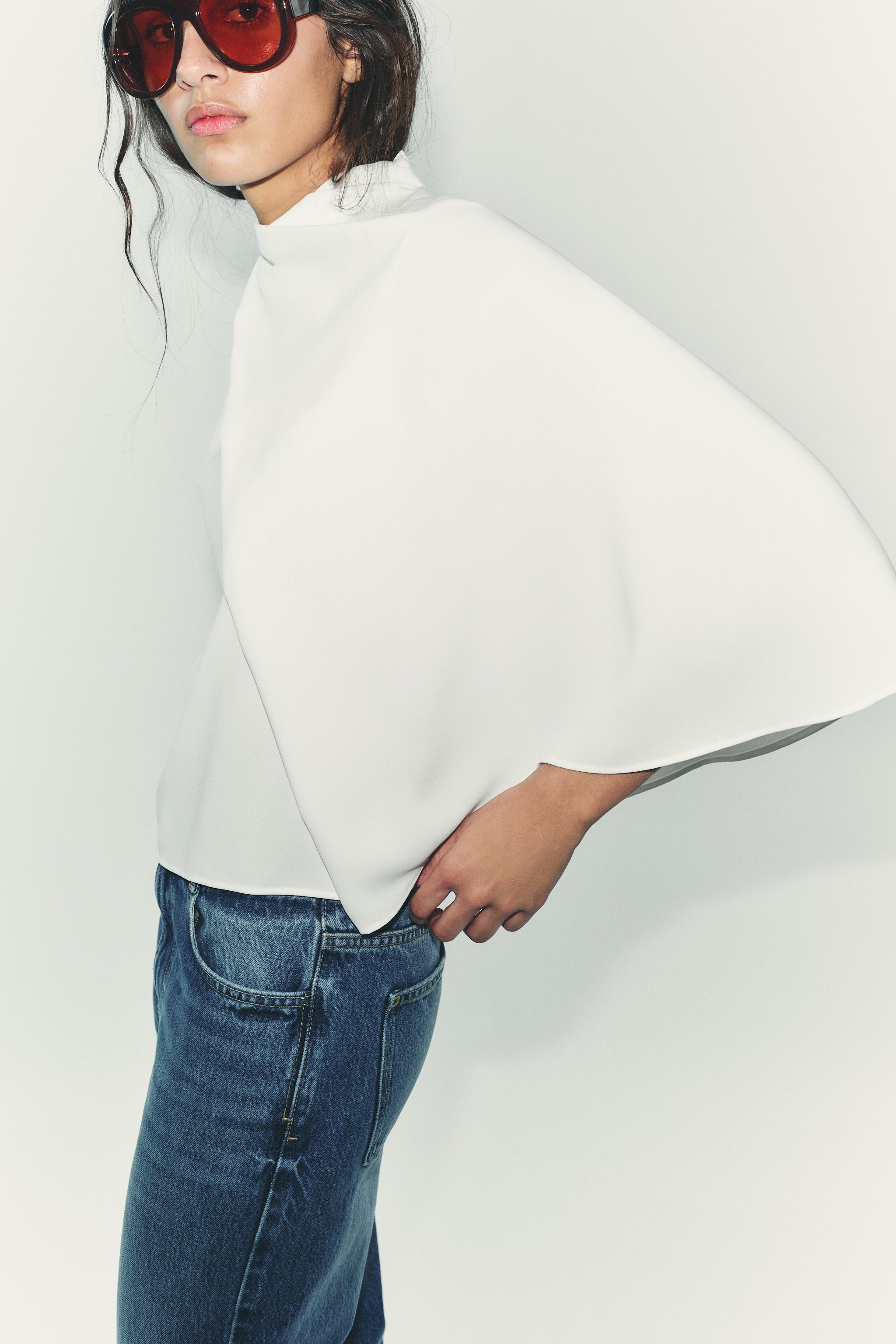 ASYMMETRIC CREPE CAPE TOP | Zara UK