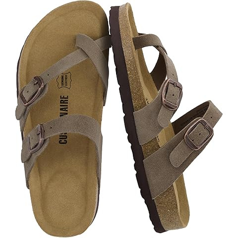 CUSHIONAIRE Luna Sandals for Women, Cork Footbed Womens Sandals for Summer Comfort with Adjustabl... | Amazon (US)