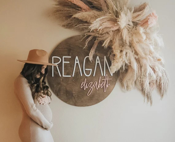 Nursery Name Sign 12-36 Inch Baby Shower Personalized Round | Etsy | Etsy (US)