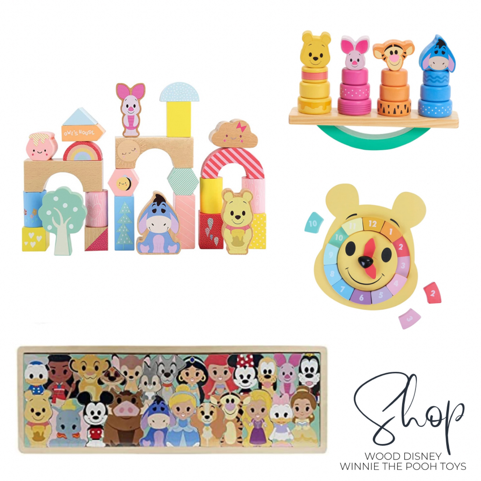 Winnie the Pooh is still one of my favorite character groups from Disney, they are just so adorable. And look at this little wood clock puzzle for your kids to learn how to tell time! I want all of these for my baby girl!

#LTKkids #LTKFind #LTKbaby