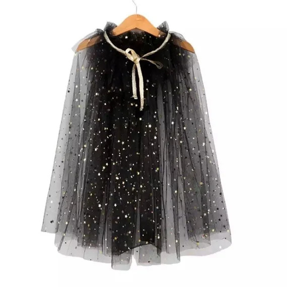 Kids Girls Tutu Star Black Princess Cape Halloween Cloak Tulle Baby Summer Magical Whimsical Cost... | Etsy (US)
