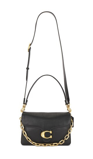 Smooth Leather Chain Tabby Handbag in Black | Revolve Clothing (Global)