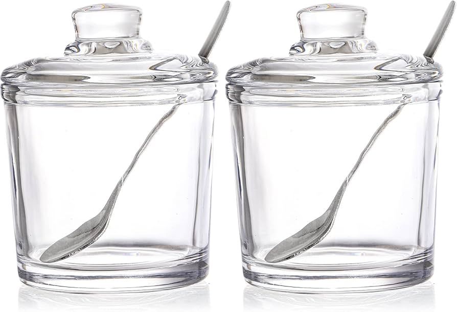 Frcctre Set of 2 Glass Sugar Bowl, 6 Ounces Clear Sugar Jar with Spoon and Lid, Salt Spice Pepper... | Amazon (US)